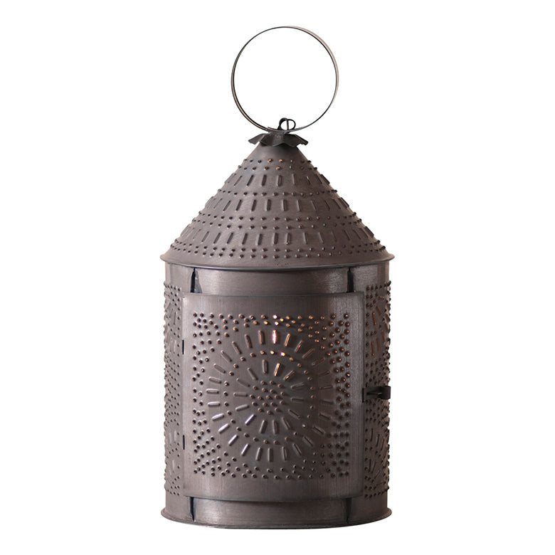 Rustic 15-inch Fireside Lantern in Kettle Black by Countryside Home Decor, featuring a vintage-style candle lantern design.