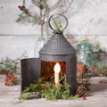Rustic 15-inch Fireside Lantern in Kettle Black by Countryside Home Decor, featuring a candle holder design and vintage style.