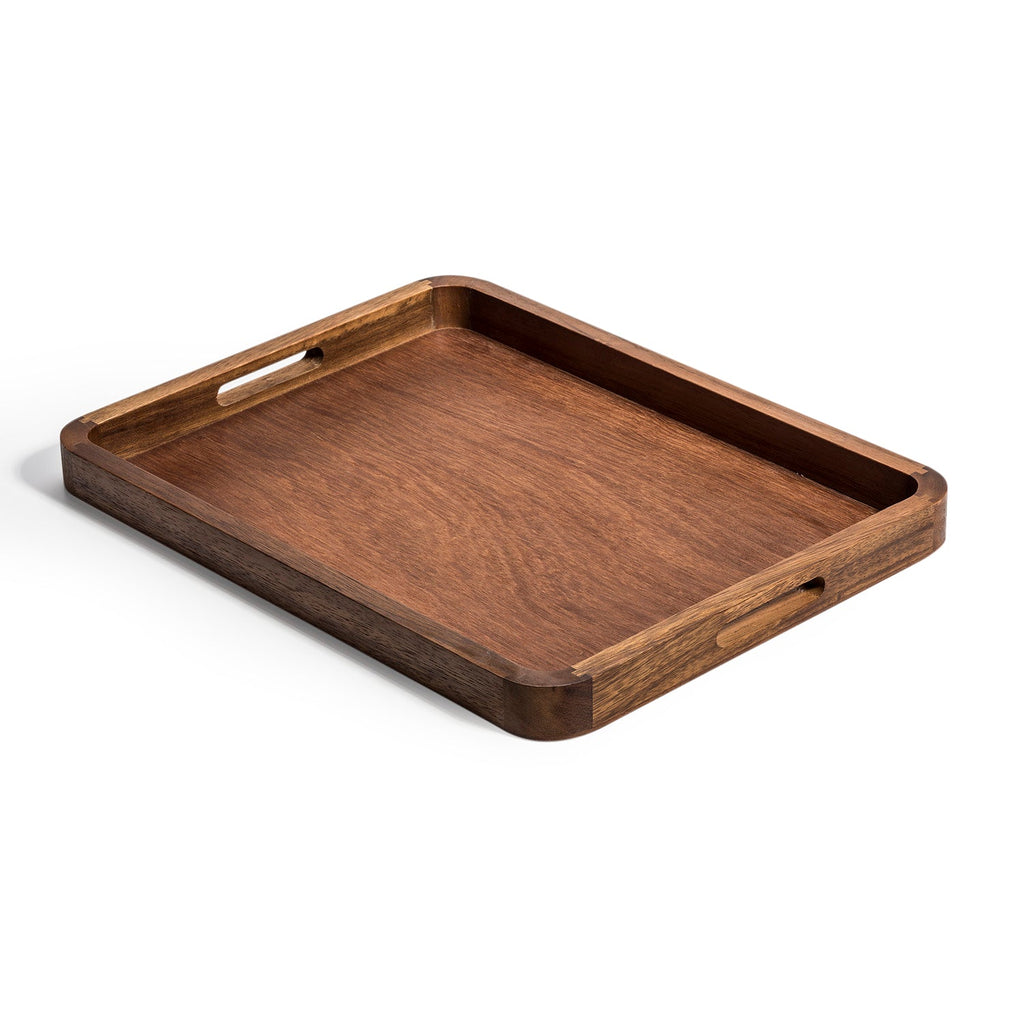 Kalmar Mesa Serving Tray by Kalmar Home, made of wood with a rectangular shape and handles for easy carrying.