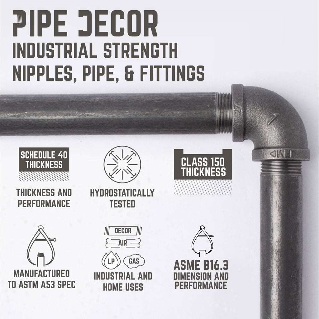 Two-tier wall-mounted shelf with black pipe decor brackets, featuring a rustic industrial style for home or office storage.