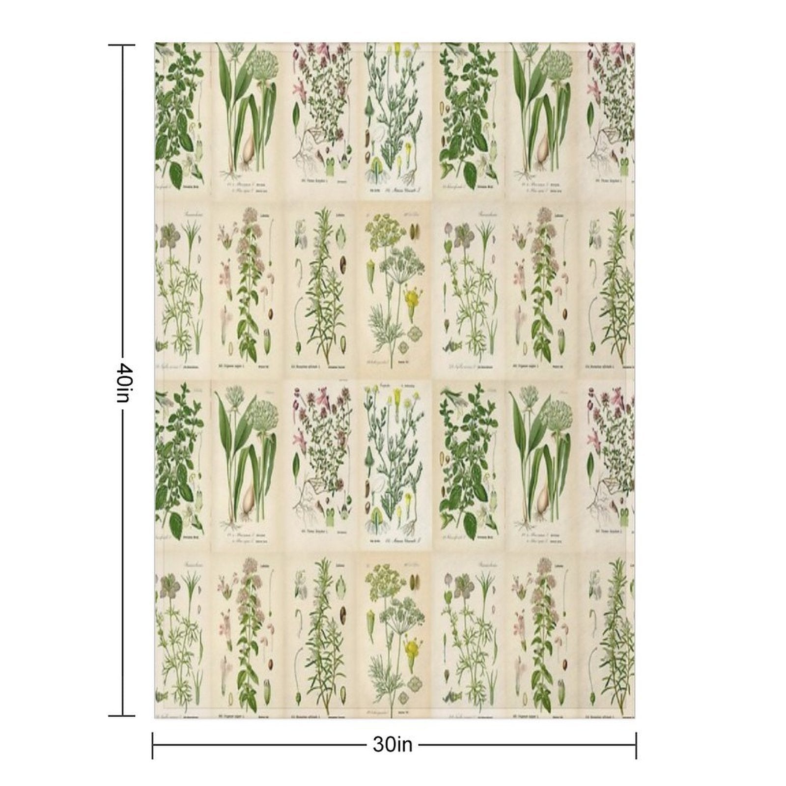 Apothecary Herbs Vintage Botanical Plants Cottagecore Compact Throw Blanket