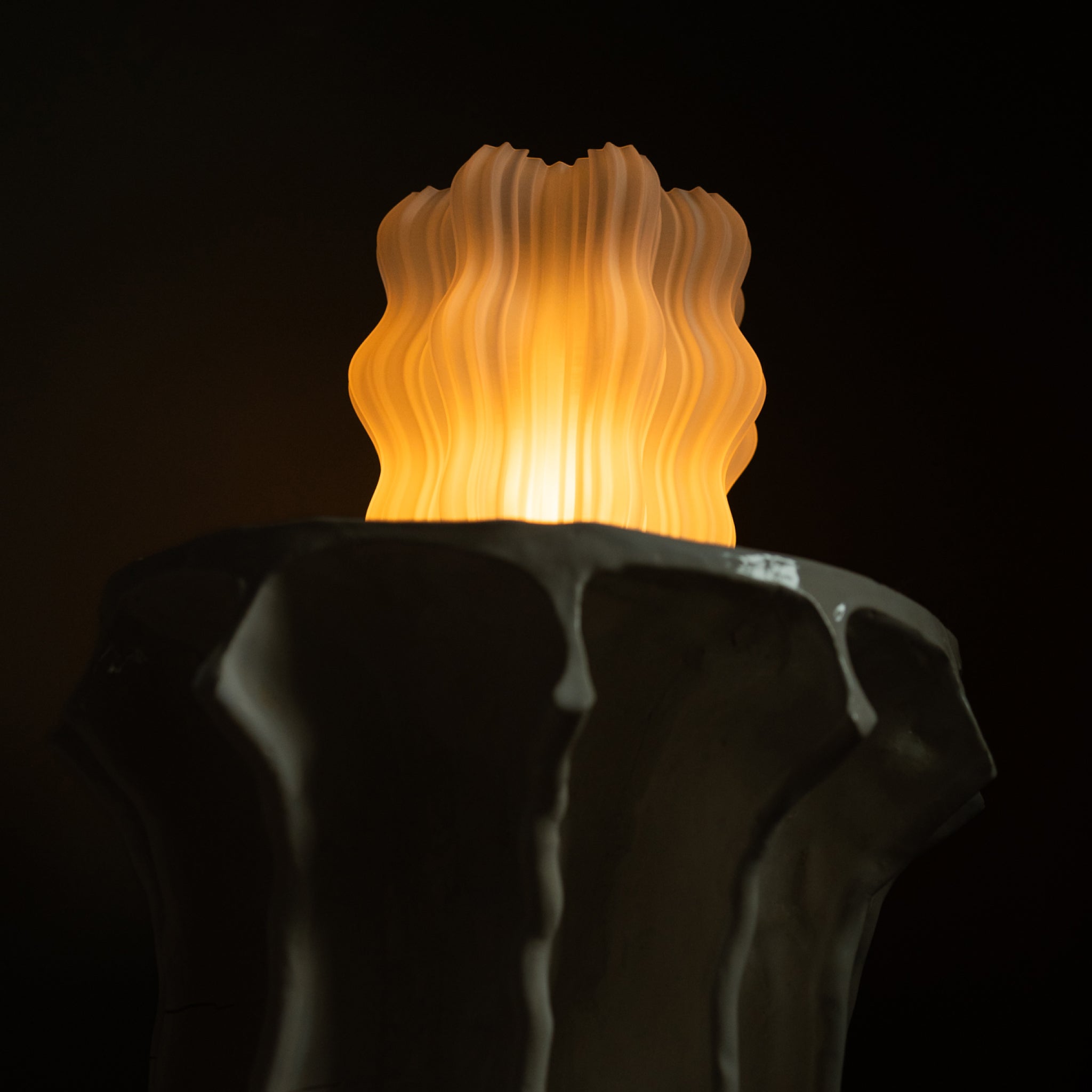 Wooj Design cordless mini wavy lamp with soft glowing light, compact design, and modern aesthetic for stylish home or office decor.