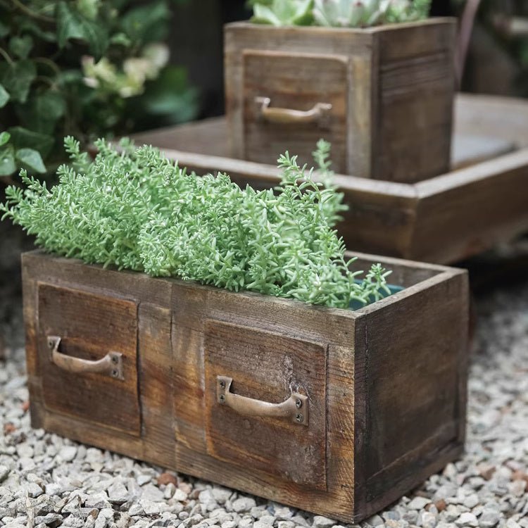 RusticReach farmhouse wooden box for succulents or flowers, featuring a rustic, handcrafted design and natural wood finish.