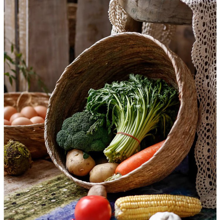 RusticReach seagrass bowl basket for storage or display, woven natural seagrass with sturdy handles and rustic finish.
