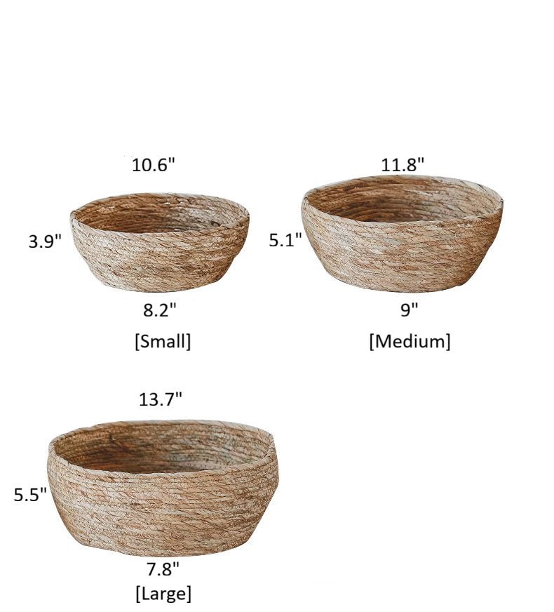 RusticReach seagrass bowl basket used for storage or display, showcasing its natural woven texture and versatile design.
