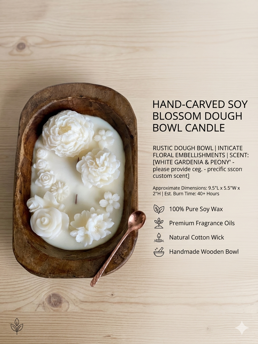 Botanical Garden Dough Bowl Candle by Crazy About Candles, featuring a rustic ceramic bowl with floral-inspired candle design.