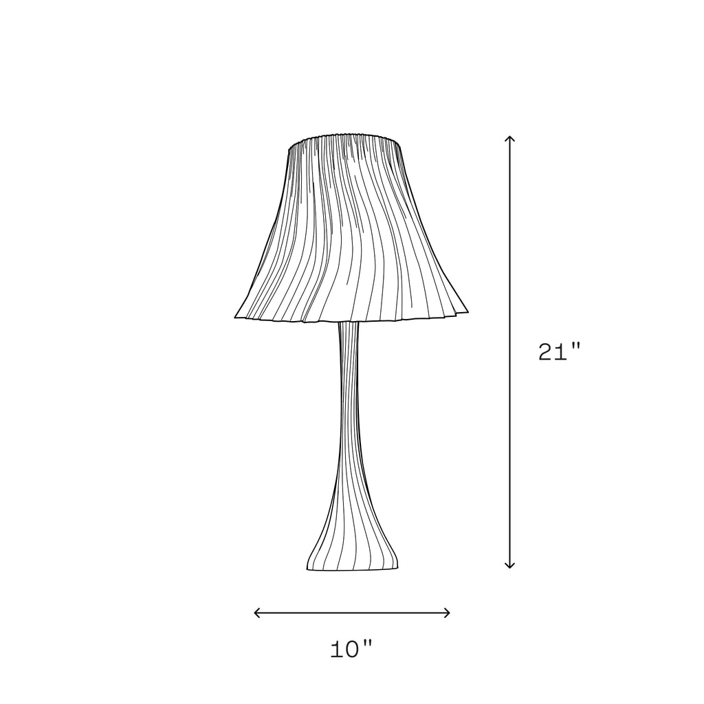 Wooj Design Pleat Lamp with a fabric pleated shade, modern table lamp design, showcasing soft ambient lighting.
