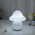 Vintage mushroom LED table lamp by Perfecsy featuring striped glass, ideal for bedside or bedroom ambient lighting.