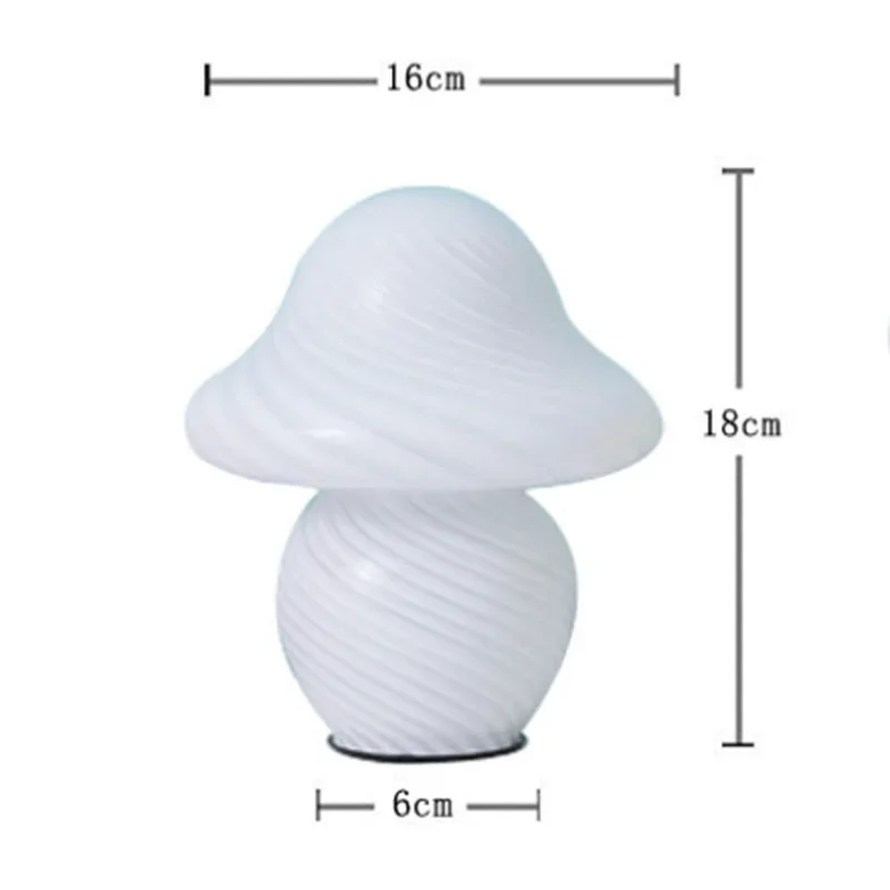 Perfecsy vintage mushroom LED table lamp with striped glass design, ideal for bedroom bedside ambiance lighting