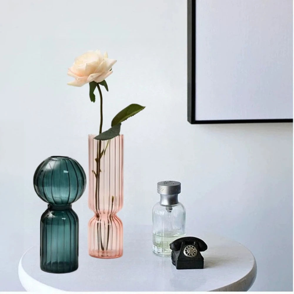 Willowmere Prisma Stripe Vase featuring a sleek design with bold striped pattern in vibrant colors on smooth ceramic surface.