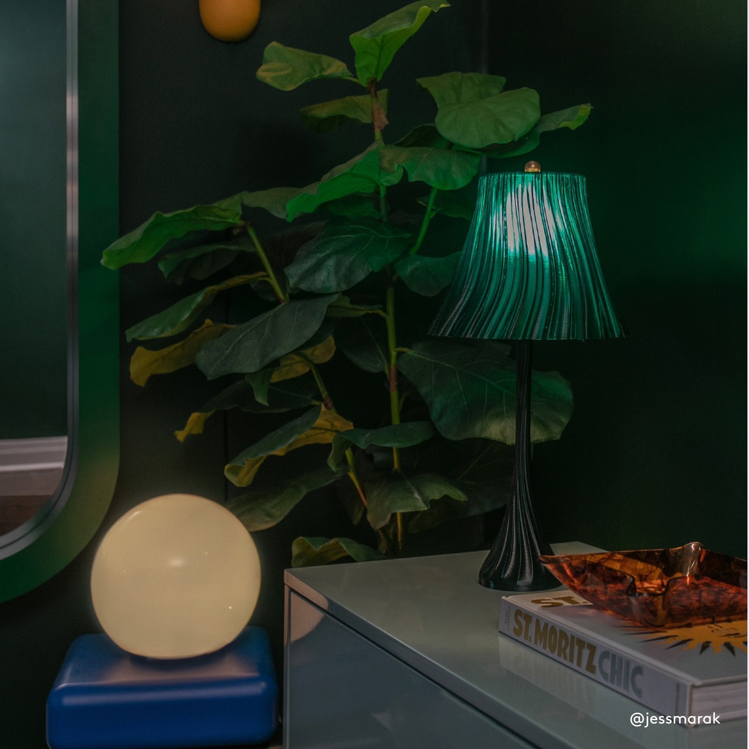 Wooj Design Pleat Lamp with a soft fabric shade and pleated design, hanging from a ceiling fixture.