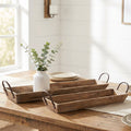 Set of 2 barnwood serving trays with handles by Countryside Home Decor, rustic farmhouse style for serving or decor.
