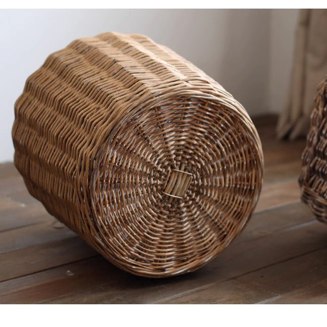 RusticReach natural wicker floor planter basket with liner, showcasing a woven wicker design for indoor or outdoor decor.