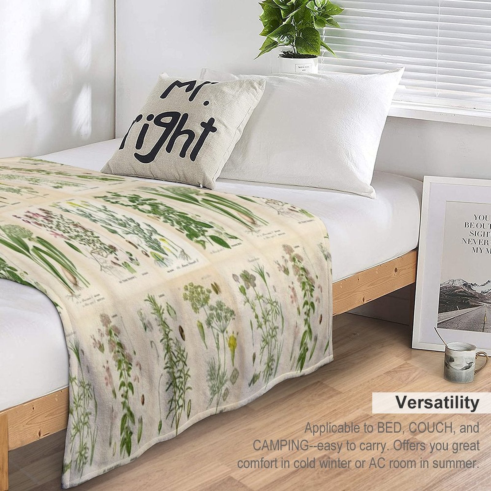 Apothecary Herbs Vintage Botanical Plants Cottagecore Compact Throw Blanket