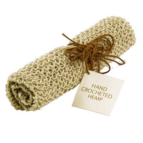 Natural hemp washcloth from The Purple Ostrich, soft and eco-friendly for gentle bath and beauty routines.