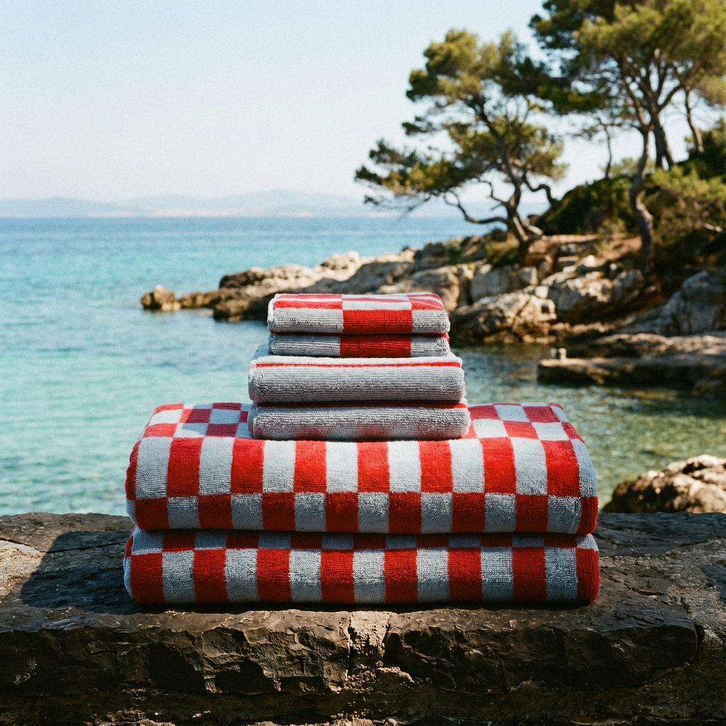 Soft Pietra Australian Cotton Towel by Italic with textured woven pattern, showcasing its plush, absorbent fabric and elegant design.