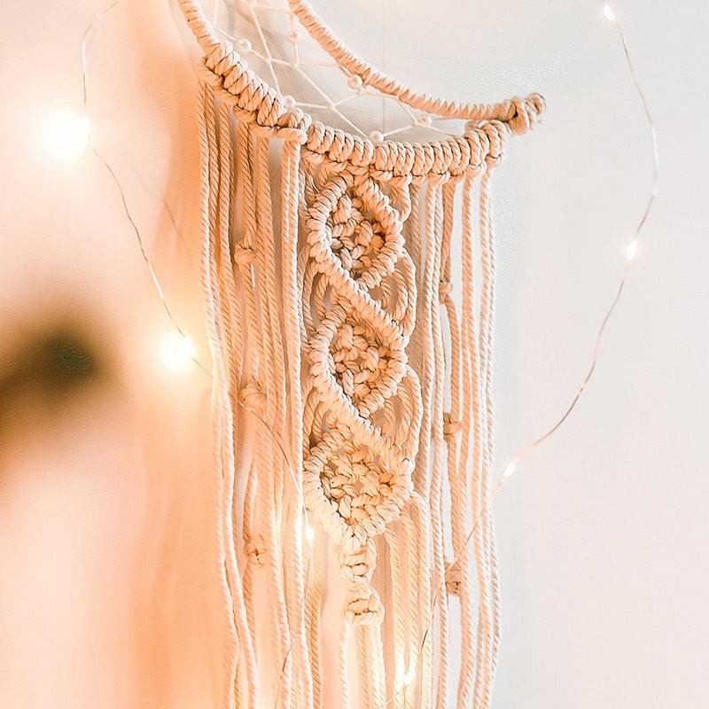 Stevvex leaf wall hanging dream catcher with LED lights, perfect for aesthetic room decor in bedrooms or dorms.