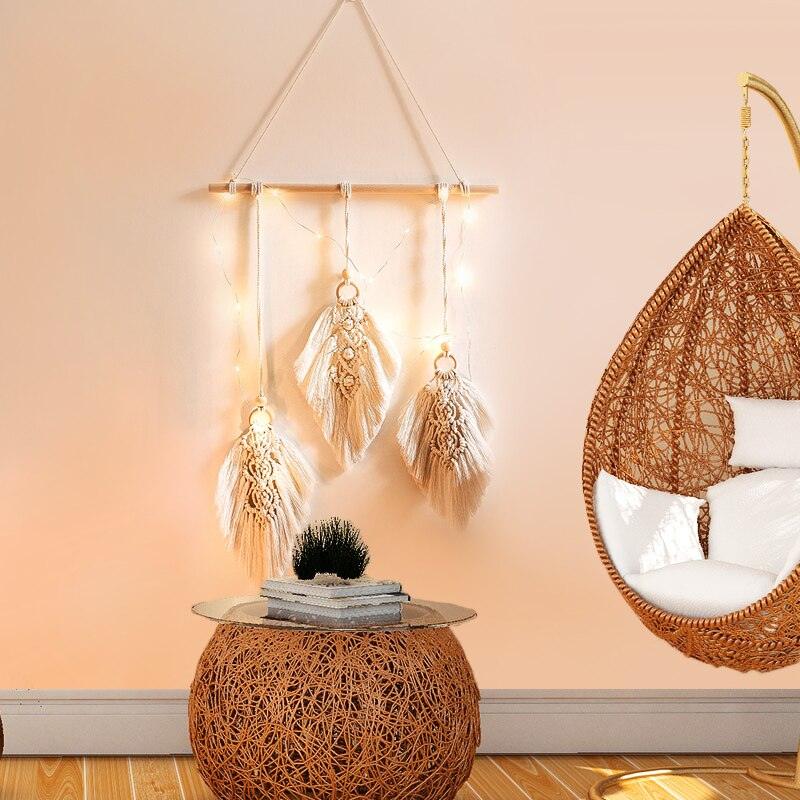Stevvex leaf wall hanging dream catcher with LED lights, perfect for aesthetic room decor and teenage dorm or kid's room.