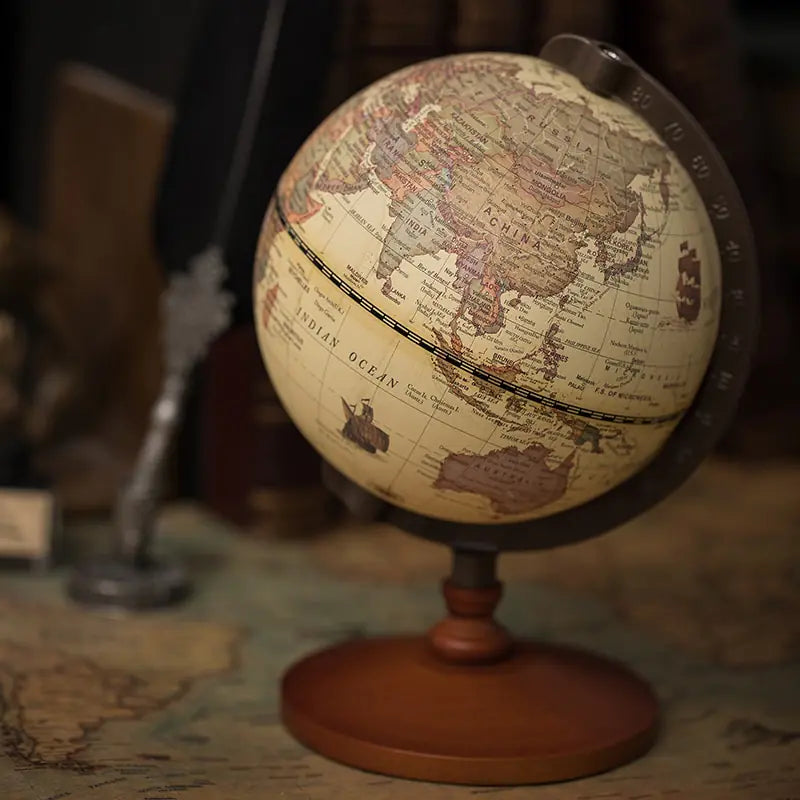 Decorative world globe for home decor featuring detailed continents and vibrant colors, ideal for educational or stylish display.