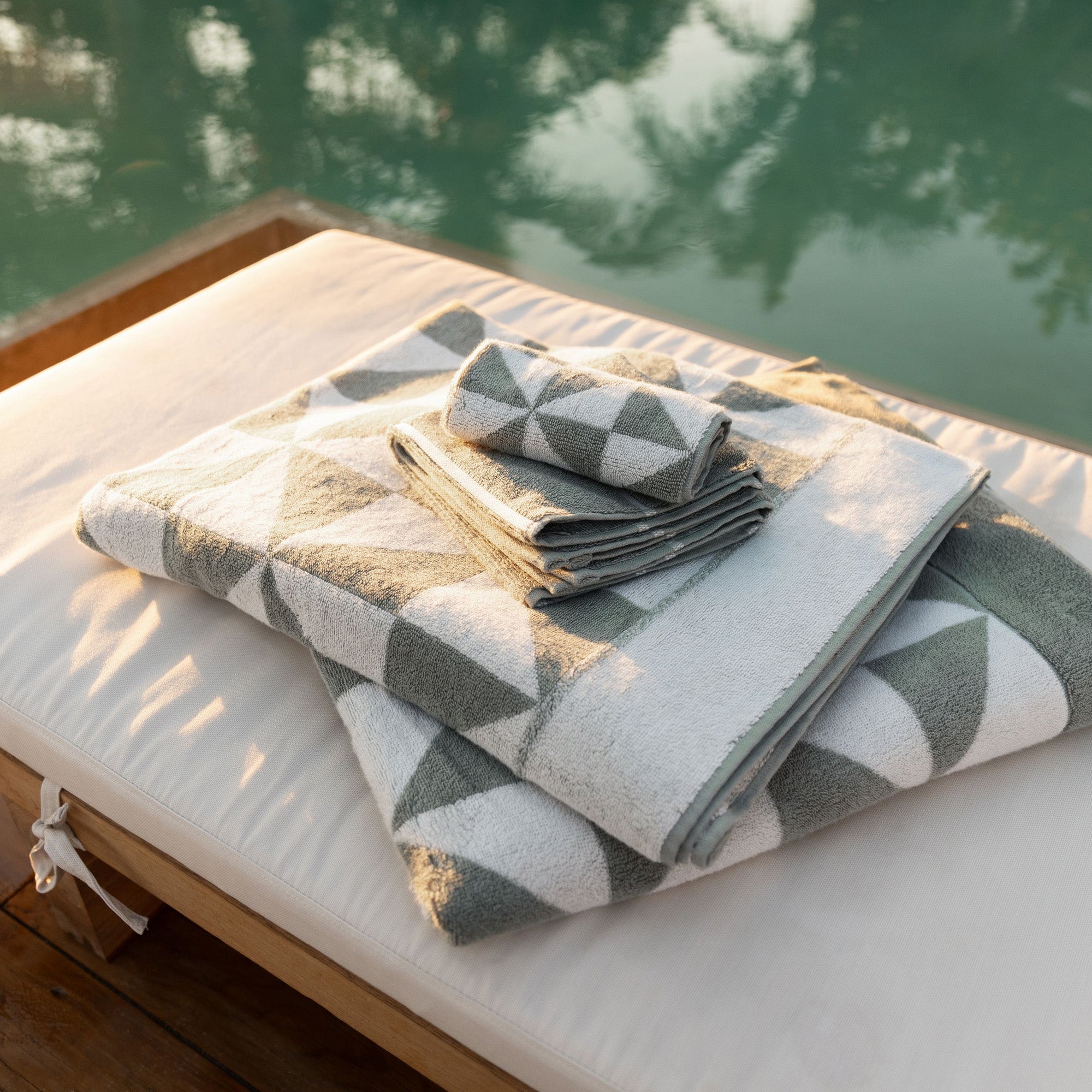 Set of Italic Umbra Australian Cotton Bath Towels in a luxurious, plush design for home use.