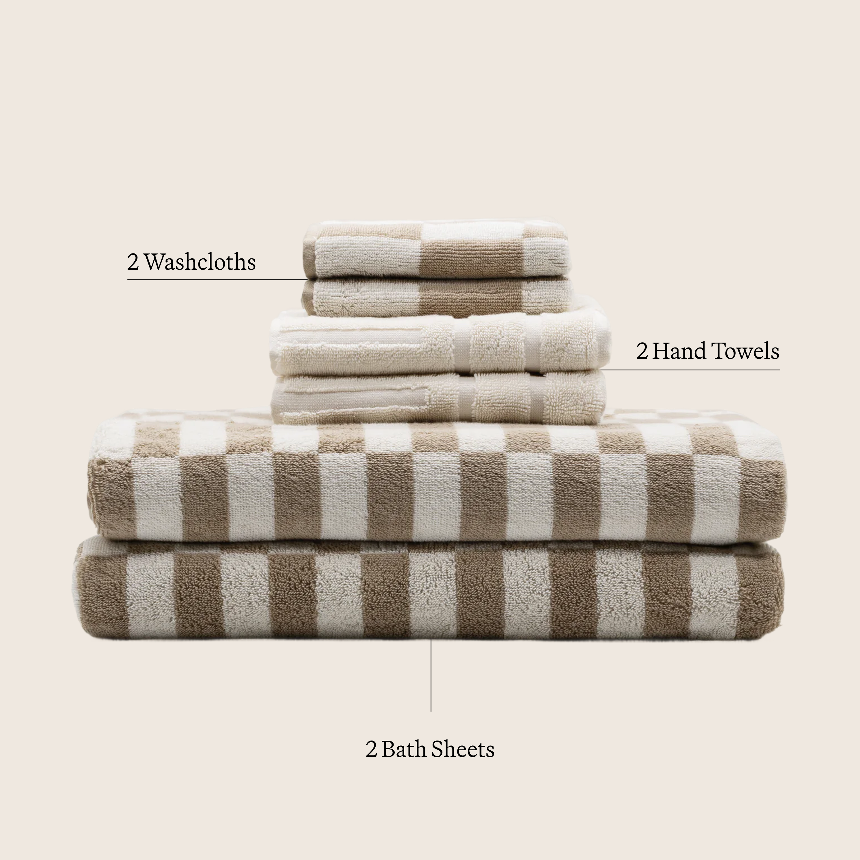 Set of five luxurious Pietra Australian Cotton Towels by Italic, soft, plush, and absorbent for bathroom or spa use.
