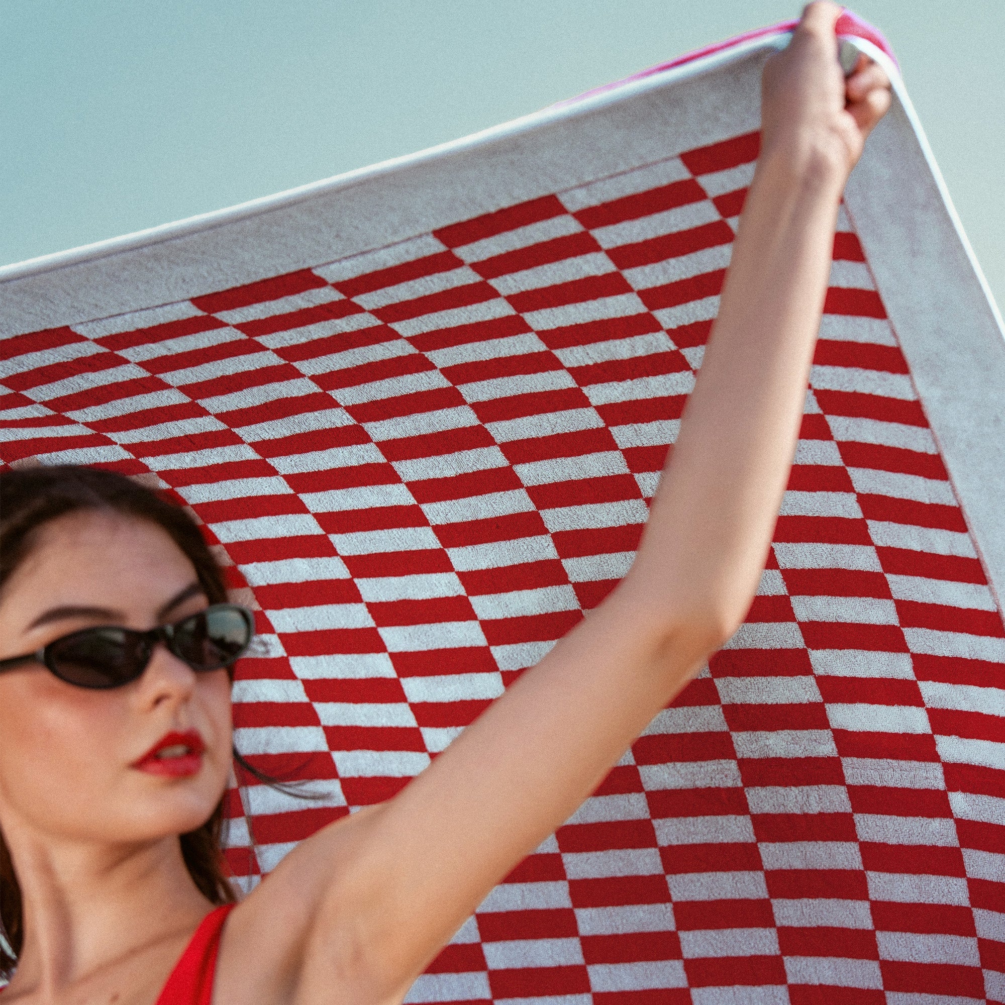 Red Pietra Australian Cotton Bath Sheet by Italic, soft and plush with a smooth towel texture and vibrant color.