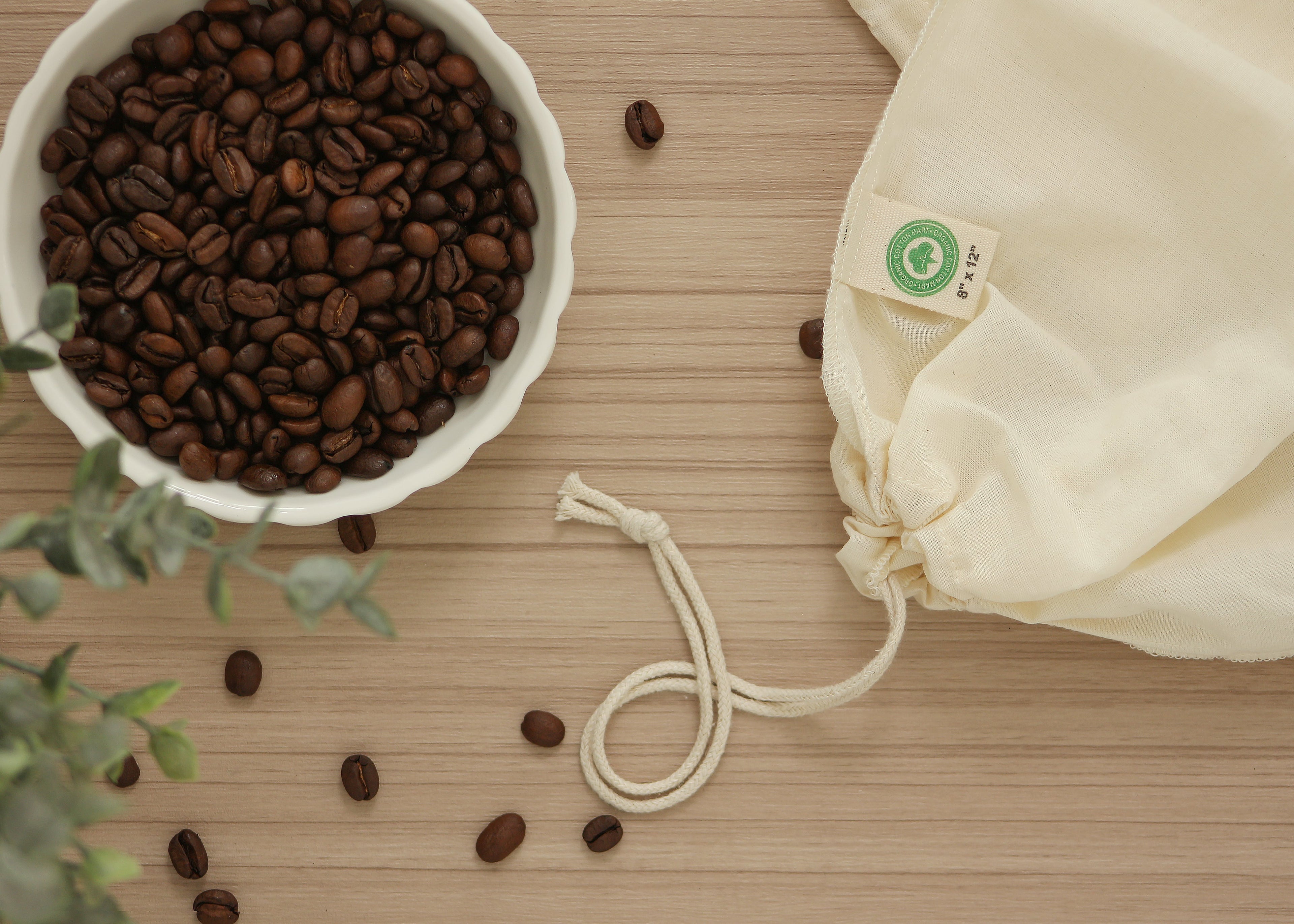 Organic Cotton Mart nut milk bags as reusable cheesecloth and strainers for nut milk and plant-based beverage preparation.