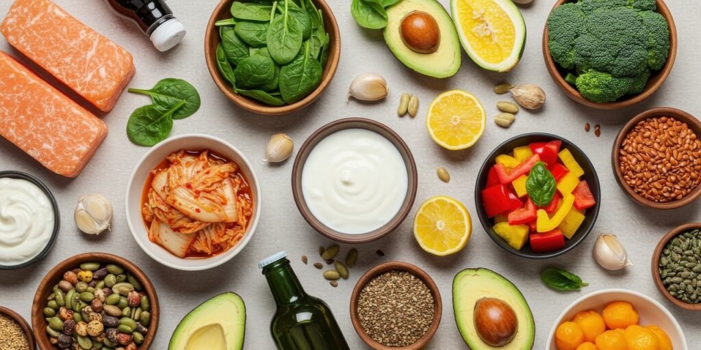 flat lay, healthy eating, balanced diet, nutrition, wellness, fresh ingredients